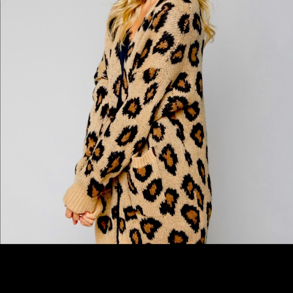 open front leopard cardigan